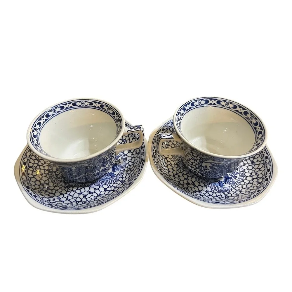 Adams Chinese Bird Real English Ironstone Tea Cup Saucer Set of‎ 2 England